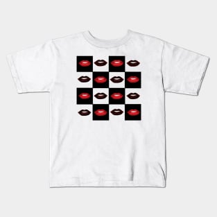 Checkerboard Lips Pattern Kids T-Shirt